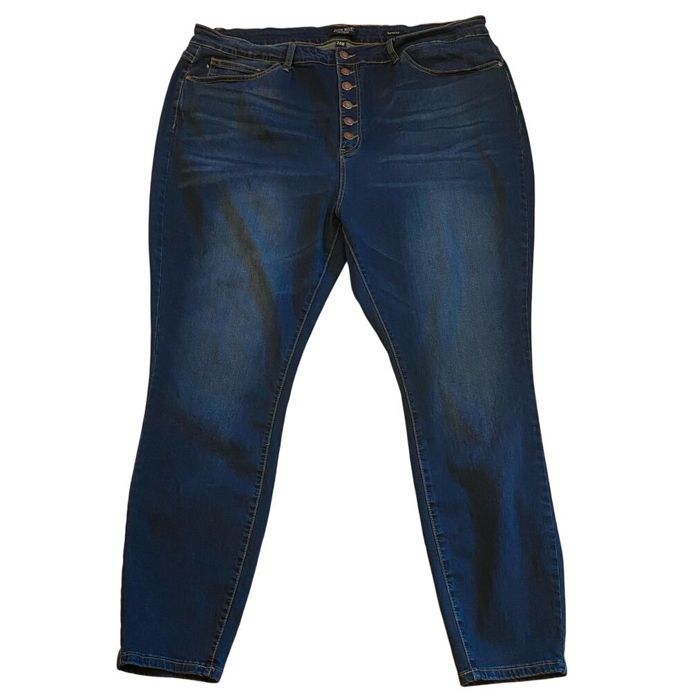 Judy Blue Jeans Womens 24W Blue Skinny Fit Exposed Button Fly Stretch Hi Rise